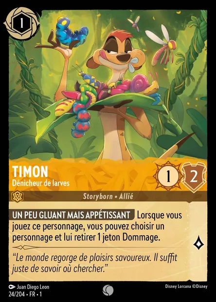 Timon - Dénicheur de larves, carte Disney Lorcana CH1-024 — extension Premier Chapitre