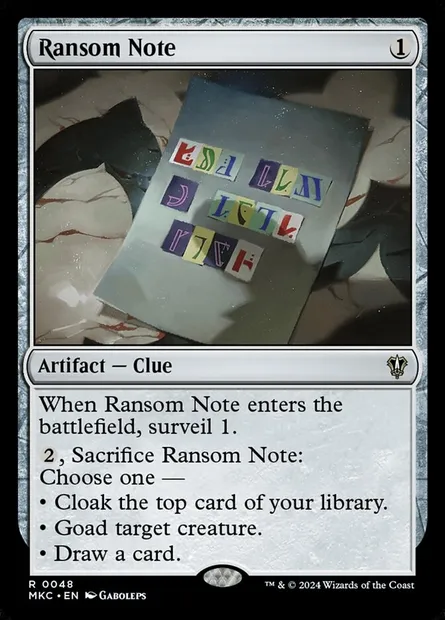 Ransom Note, Magic card MKC 48 — Murders at Karlov Manor Commander set
