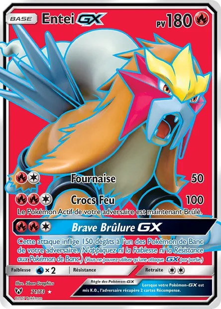 Entei GX, carte Pokémon SLG 71 — extension Légendes Brillantes