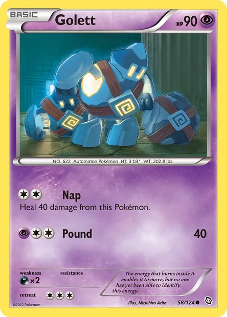 Golett, Pokémon card DRX 58 — Dragons Exalted set