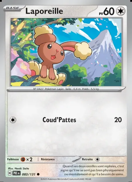 Laporeille, carte Pokémon PRE 083 — extension Évolutions Prismatiques