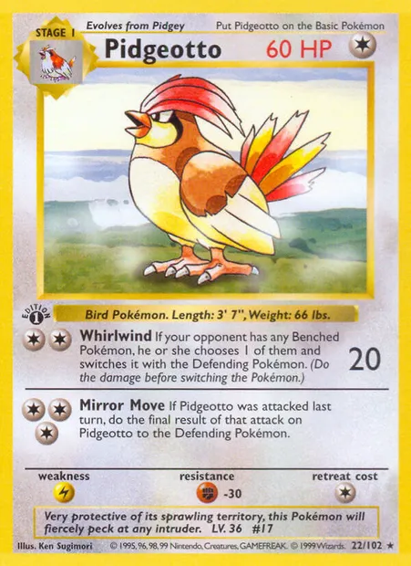 Pidgeotto, Pokémon card BS 22 — Base Set set