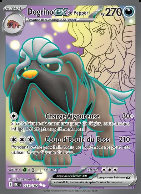 Dogrino-ex de Pepper, carte Pokémon DRI 218 — extension Rivalités Destinées