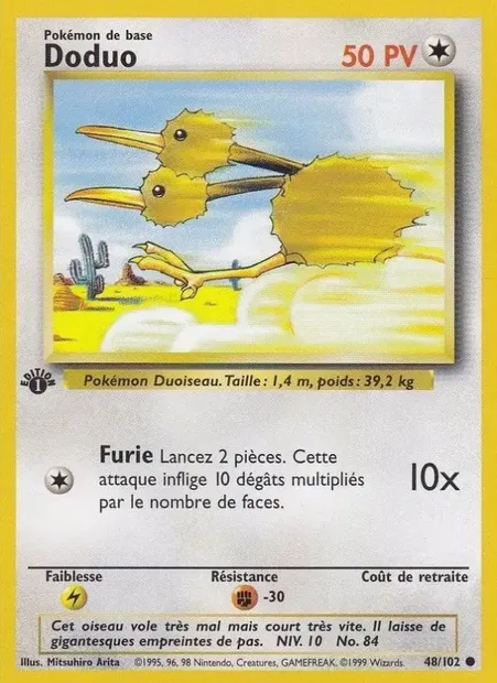 Doduo, carte Pokémon BS 48 — extension Set de Base