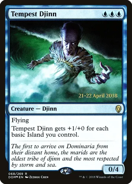 Tempest Djinn, Magic card PDOM 68s — Dominaria Promos set