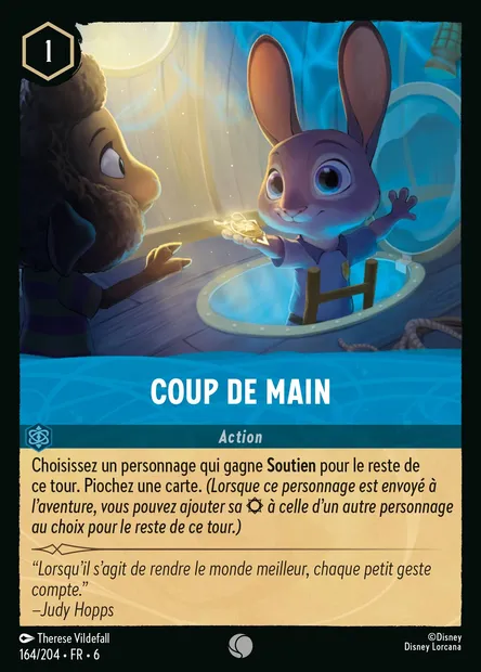 Coup de main, carte Disney Lorcana CH6-164 — extension La Mer Azurite