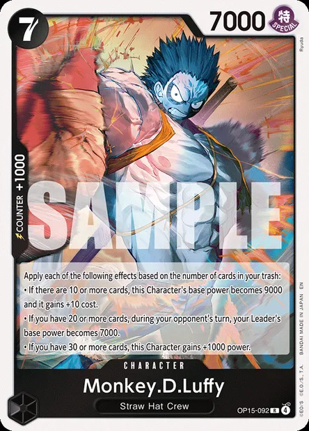 Monkey.D.Luffy, One Piece card OP15-092 — ADVENTURE ON KAMI’S ISLAND set