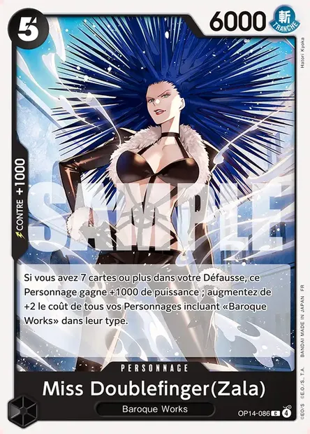 Miss Doublefinger(Zala), carte One Piece OP14-086 — extension LES SEPT DE LA MER D'AZUR