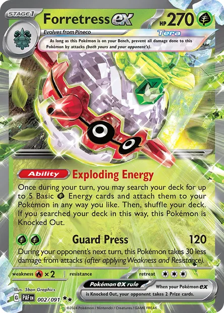 Forretress ex, Pokémon card PAF 002 — Paldean Fates set