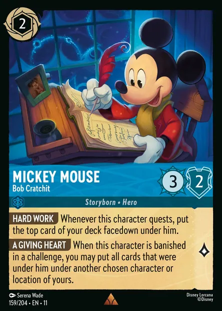Mickey Mouse - Bob Cratchit, Disney Lorcana card CH11-159 — Winterspell set