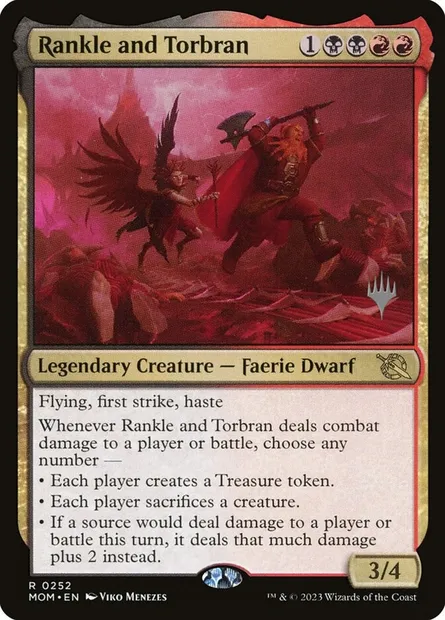 Turlupin et Torbran, carte Magic PMOM 252p — extension March of the Machine Promos