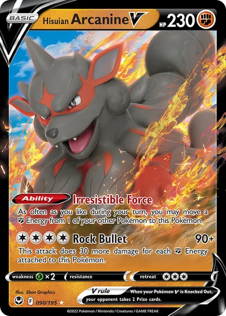 Hisuian Arcanine V, Pokémon card SIT 090 — Silver Tempest set