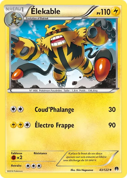 Élekable, carte Pokémon BKP 43 — extension Rupture Turbo