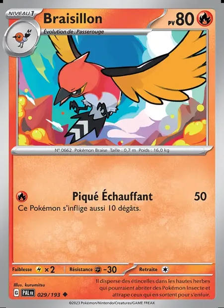 Braisillon, carte Pokémon PAL 029 — extension Évolutions à Paldea