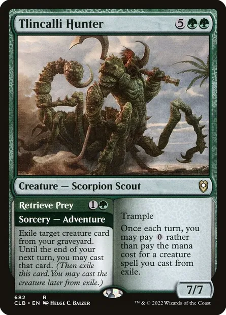 Tlincalli Hunter // Retrieve Prey, Magic card CLB 682 — Commander Legends: Battle for Baldur's Gate set