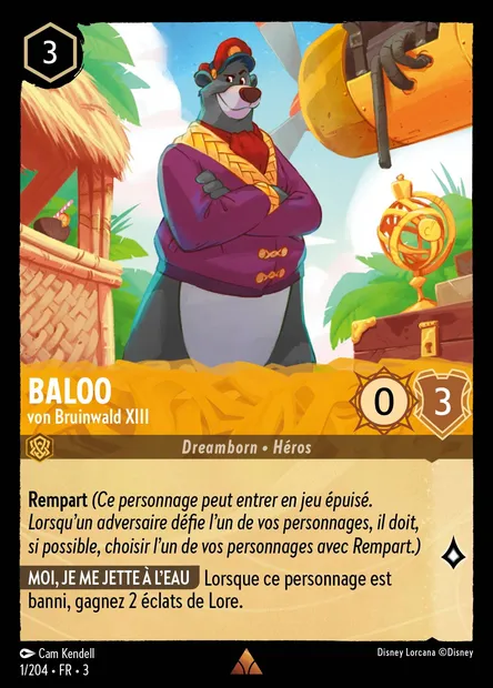Baloo - von Bruinwald XIII, carte Disney Lorcana CH3-001 — extension Les Terres d'Encres