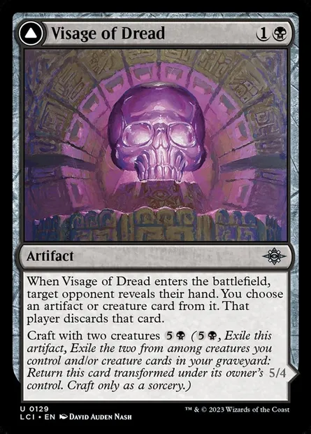Visage of Dread // Dread Osseosaur, Magic card LCI 129 — The Lost Caverns of Ixalan set
