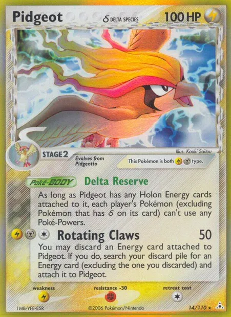 Pidgeot δ, Pokémon card HP 14 — Holon Phantoms set
