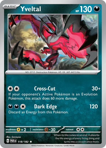 Yveltal, Pokémon card PAR 118 — Paradox Rift set
