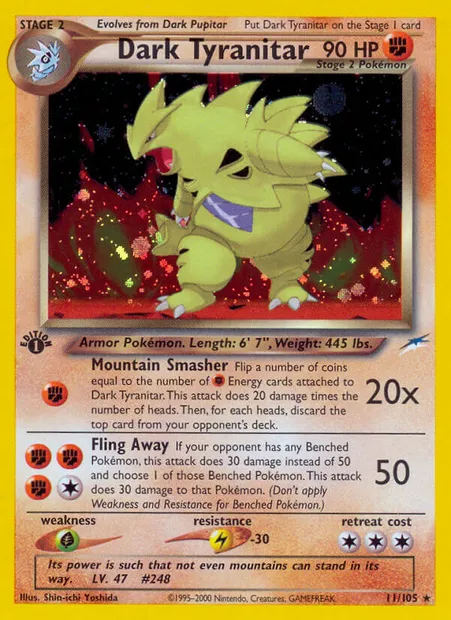 Dark Tyranitar, Pokémon card NDE 11 — Neo Destiny set