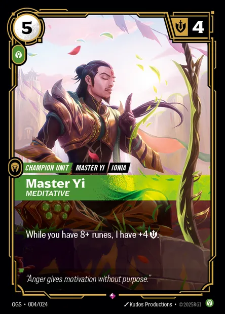 Master Yi, Riftbound card OGS 004 — Proving Grounds set