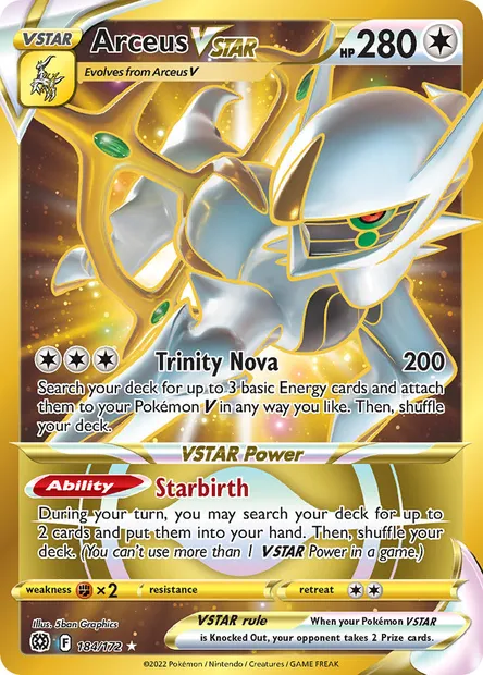 Arceus VSTAR, Pokémon card BRS 184 — Brilliant Stars set