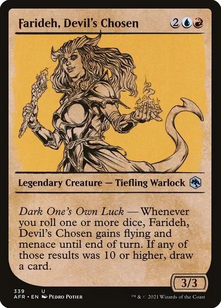 Farideh, Devil's Chosen, Magic card AFR 339 — Adventures in the Forgotten Realms set