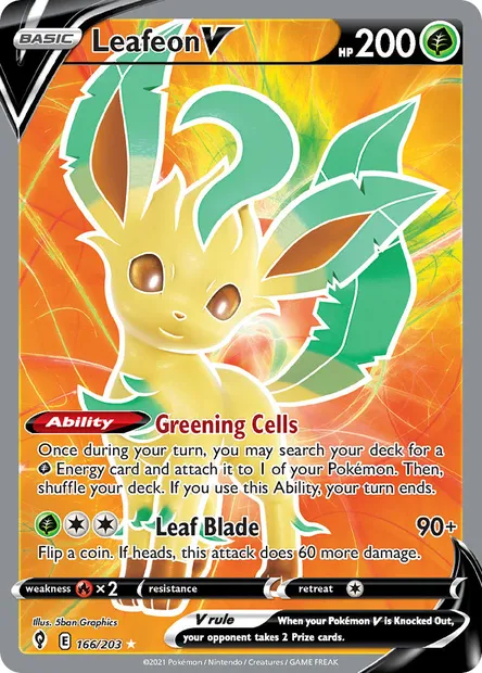 Leafeon V, Pokémon card EVS 166 — Evolving Skies set