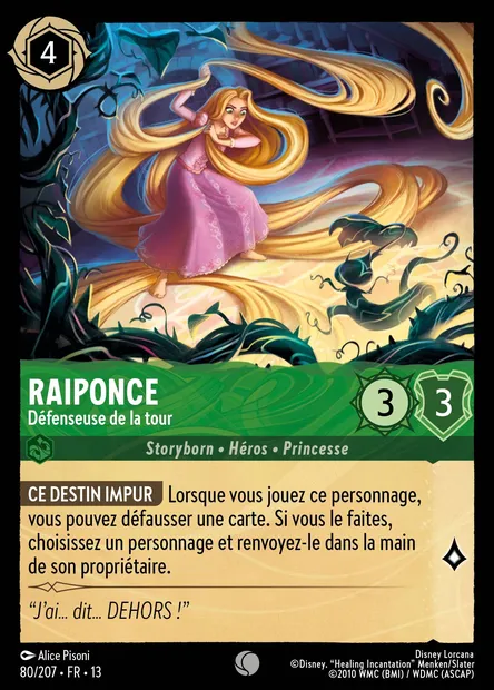 Raiponce - Défenseuse de la tour, carte Disney Lorcana CH13-080 — extension Invasion Epineuse!