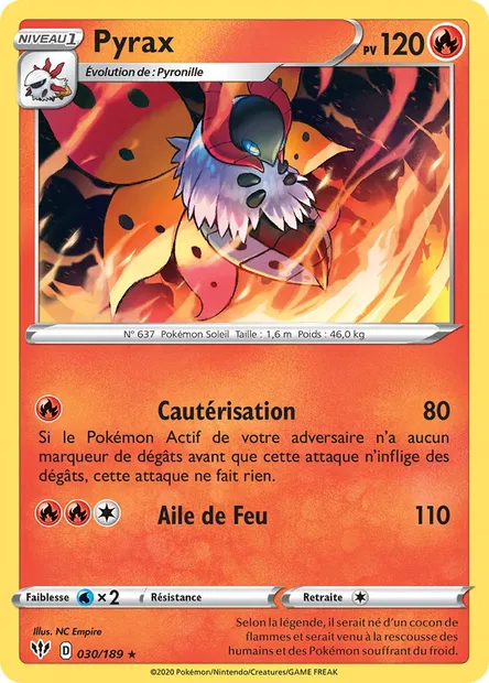 Pyrax, carte Pokémon DAA 30 — extension Ténèbres Embrasées