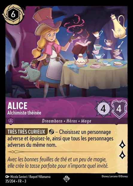 Alice - Alchimiste théinée, carte Disney Lorcana CH3-035 — extension Les Terres d'Encres