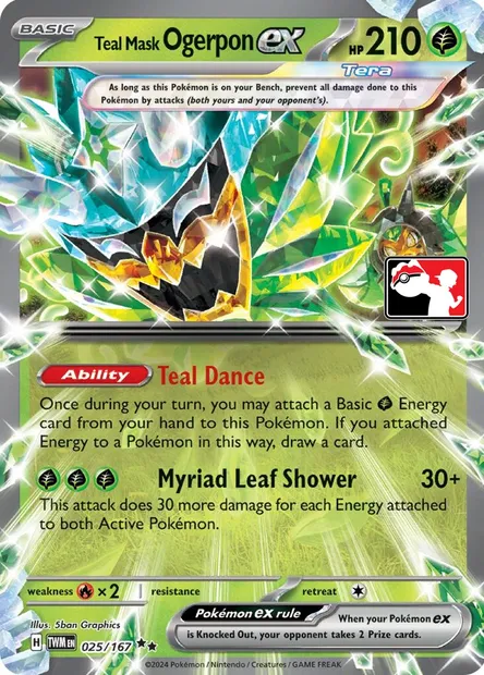 Teal Mask Ogerpon ex, Pokémon card PPS 025-3 — Play! Pokémon Prize Pack Series set