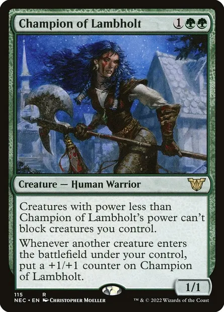 Champion of Lambholt, Magic card NEC 115 — Neon Dynasty Commander set