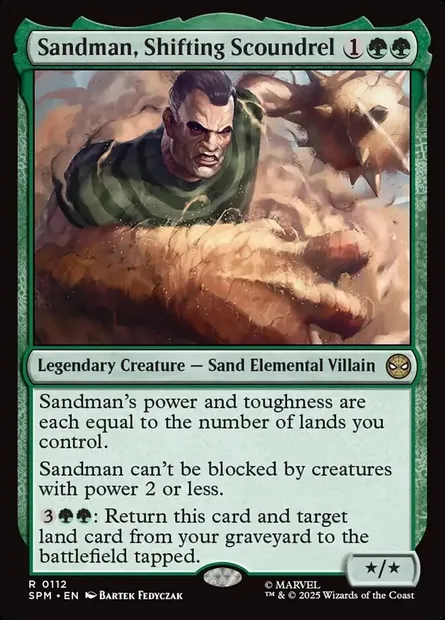 Sandman, Shifting Scoundrel, Magic card SPM 112 — Marvel's Spider-Man set