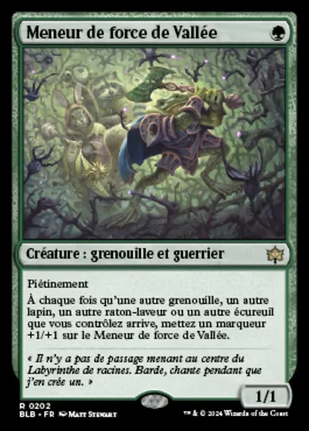 Meneur de force de Vallée, carte Magic BLB 202 — extension Bloomburrow