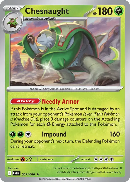 Chesnaught, Pokémon card CRI 007 — Chaos Rising set