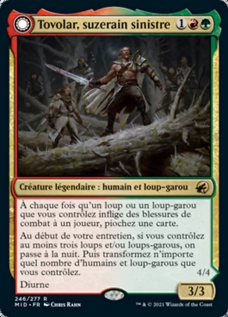 Tovolar, suzerain sinistre // Tovolar, le fléau de minuit, carte Magic MID 246 — extension Innistrad : chasse de minuit