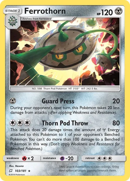 Ferrothorn, Pokémon card TEU 103 — Team Up set