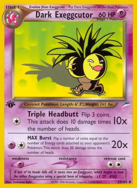 Dark Exeggutor, Pokémon card NDE 33 — Neo Destiny set