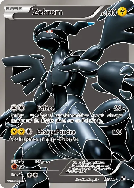 Zekrom, carte Pokémon BLW 114 — extension Noir & Blanc