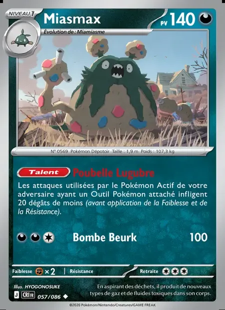 Miasmax, carte Pokémon CRI 057 — extension Chaos Ascendant