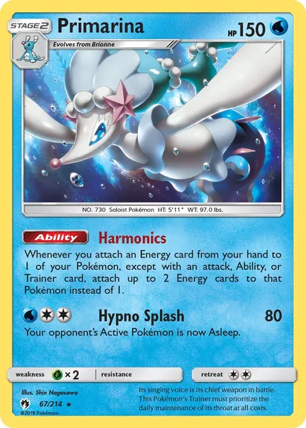 Primarina, Pokémon card LOT 67 — Lost Thunder set