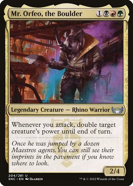 Mr. Orfeo, the Boulder, Magic card SNC 204 — Streets of New Capenna set