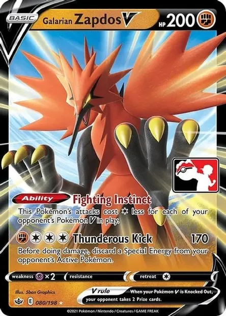 Galarian Zapdos V, Pokémon card PPS 080 — Play! Pokémon Prize Pack Series set
