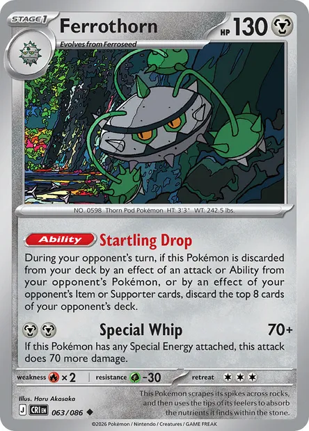 Ferrothorn, Pokémon card CRI 063 — Chaos Rising set