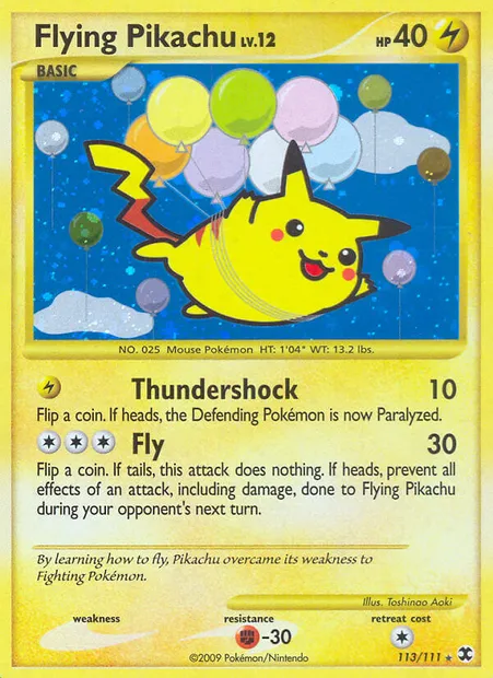 Flying Pikachu, Pokémon card RR 113 — Rising Rivals set