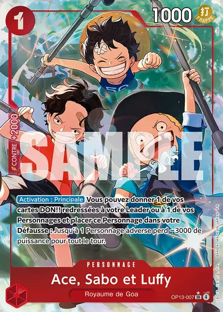 Ace, Sabo et Luffy, carte One Piece OP13-007 — extension SUCCESSEURS