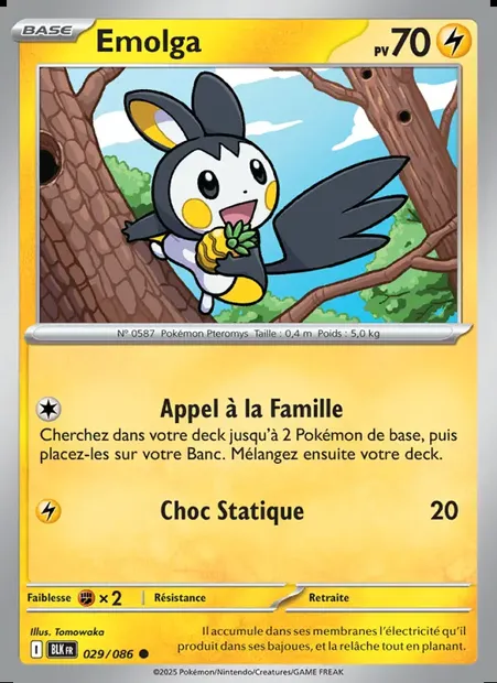 Emolga, carte Pokémon BLK 029 — extension Foudre Noire
