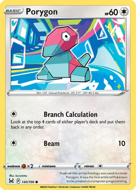 Porygon, Pokémon card LOR 140 — Lost Origin set