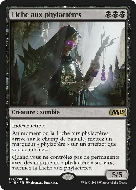 Liche aux phylactères, carte Magic M19 113 — extension Core Set 2019